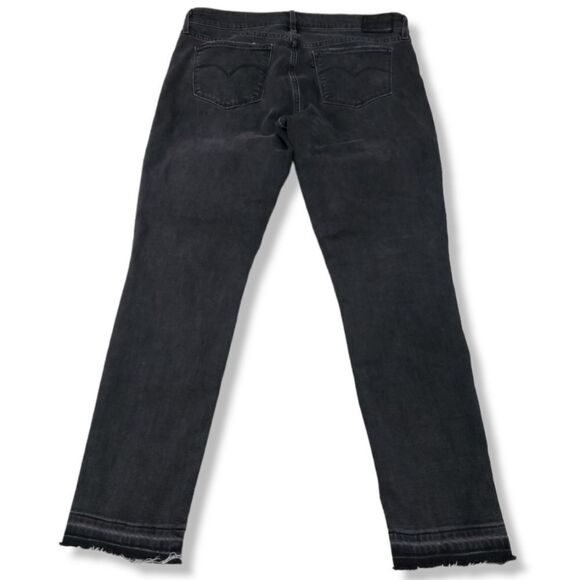 Levi’s 711 Skinny Jeans Size 31 Stretch Denim Pants Cut Raw Hem Faded Black - Picture 2 of 7